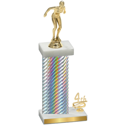 Accented Single Silver Carbon Fiber Fourth Place Tennis Trophy