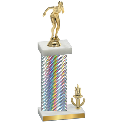 Accented Single Silver Carbon Fiber Victory Tennis Trophy