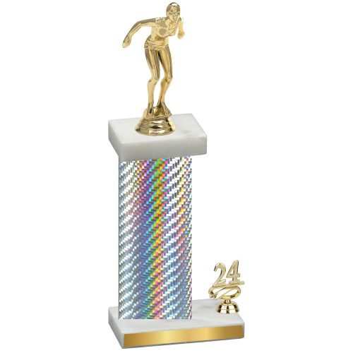 Accented Single Silver Carbon Fiber Year Tennis Trophy