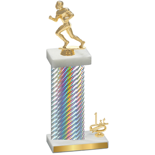 Accented Single Silver Carbon Fiber First Place Football Trophy