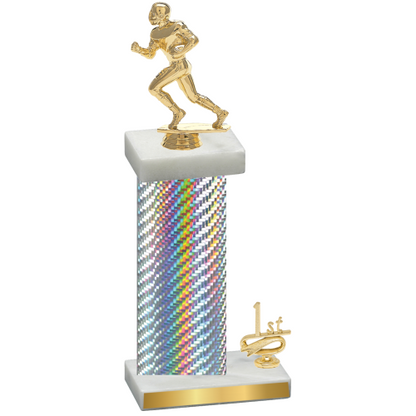 Accented Single Silver Carbon Fiber First Place Football Trophy