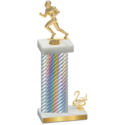 Accented Single Silver Carbon Fiber Second Place Football Trophy