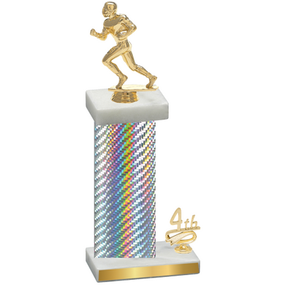 Accented Single Silver Carbon Fiber Fourth Place Football Trophy