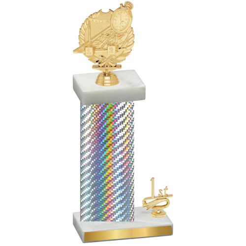 Accented Single Silver Carbon Fiber First Place Swimming Trophy