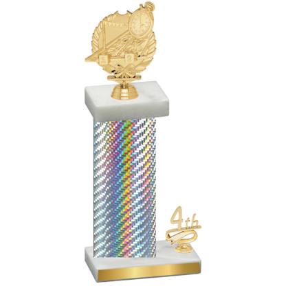Accented Single Silver Carbon Fiber Fourth Place Swimming Trophy