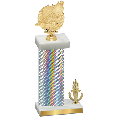 Accented Single Silver Carbon Fiber Victory Swimming Trophy