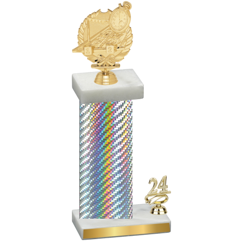 Accented Single Silver Carbon Fiber Year Swimming Trophy