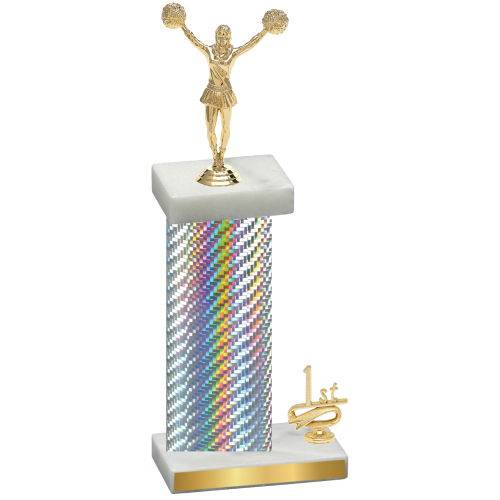 Accented Single Silver Carbon Fiber First Place Cheerleading Trophy