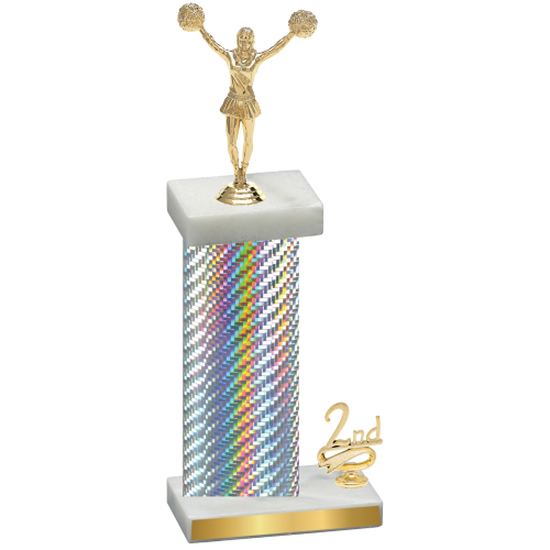 Accented Single Silver Carbon Fiber Second Place Cheerleading Trophy