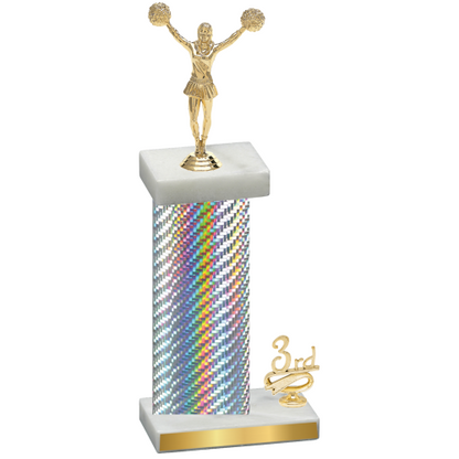 Accented Single Silver Carbon Fiber Third Place Cheerleading Trophy