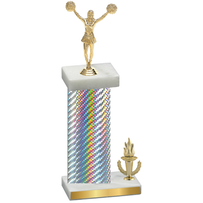 Accented Single Silver Carbon Fiber Victory Cheerleading Trophy