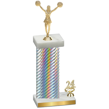 Accented Single Silver Carbon Fiber Year Cheerleading Trophy