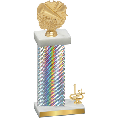 Accented Single Silver Carbon Fiber First Place Cheerleading Trophy