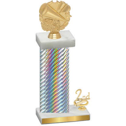 Accented Single Silver Carbon Fiber Second Place Cheerleading Trophy