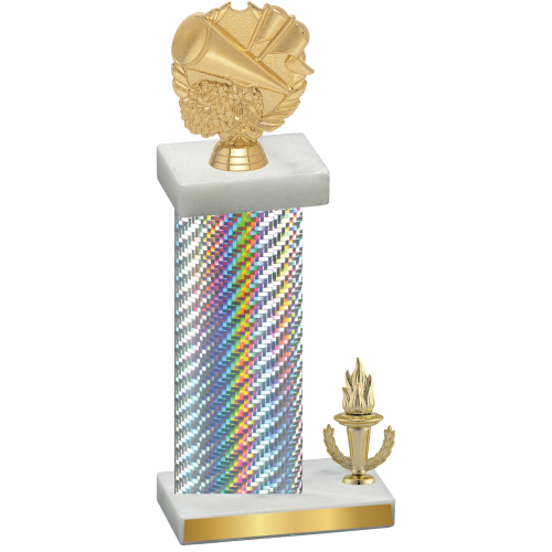 Accented Single Silver Carbon Fiber Victory Cheerleading Trophy