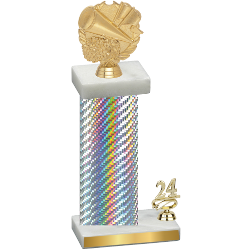 Accented Single Silver Carbon Fiber Year Cheerleading Trophy