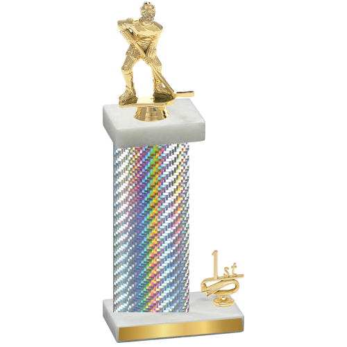 Accented Single Silver Carbon Fiber First Place Hockey Trophy