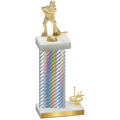 Accented Single Silver Carbon Fiber First Place Hockey Trophy