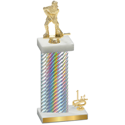 Accented Single Silver Carbon Fiber First Place Hockey Trophy