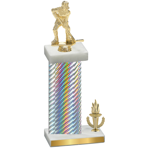 Accented Single Silver Carbon Fiber Victory Hockey Trophy