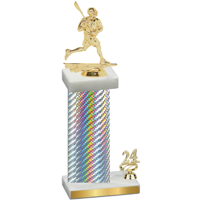 Accented Single Silver Carbon Fiber Year Lacrosse Trophy