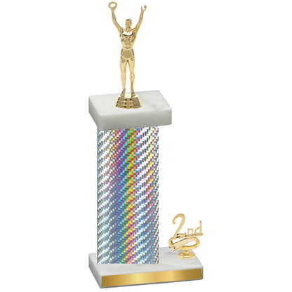 Accented Single Silver Carbon Fiber Second Place Victory Trophy