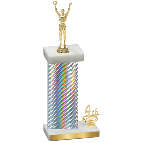Accented Single Silver Carbon Fiber Fourth Place Victory Trophy