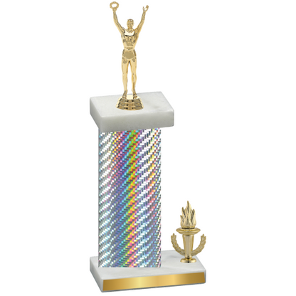 Accented Single Silver Carbon Fiber Victory Victory Trophy