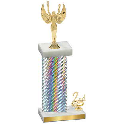 Accented Single Silver Carbon Fiber Second Place Victory Trophy