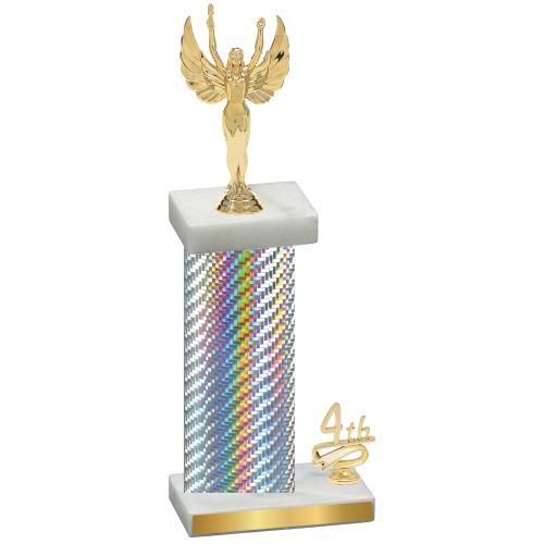 Accented Single Silver Carbon Fiber Fourth Place Victory Trophy