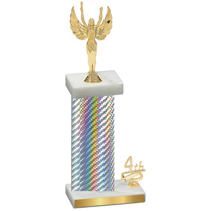 Accented Single Silver Carbon Fiber Fourth Place Victory Trophy
