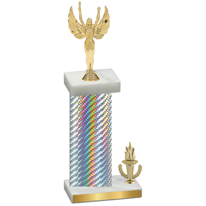 Accented Single Silver Carbon Fiber Victory Victory Trophy