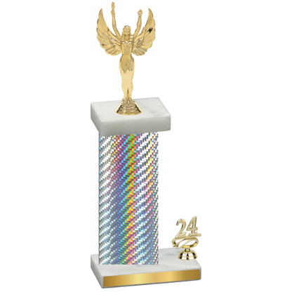 Accented Single Silver Carbon Fiber Year Victory Trophy