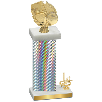 Accented Single Silver Carbon Fiber First Place Basketball Trophy