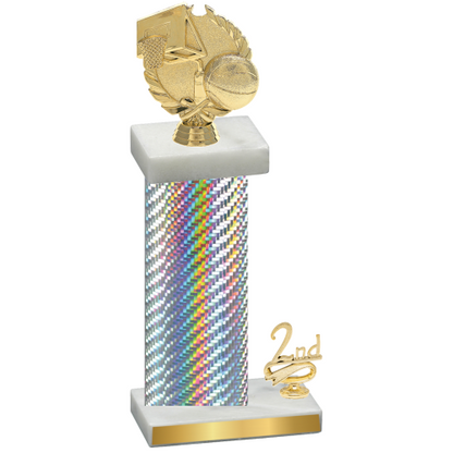 Accented Single Silver Carbon Fiber Second Place Basketball Trophy