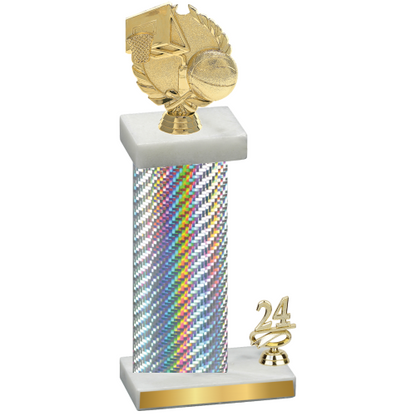 Accented Single Silver Carbon Fiber Year Basketball Trophy