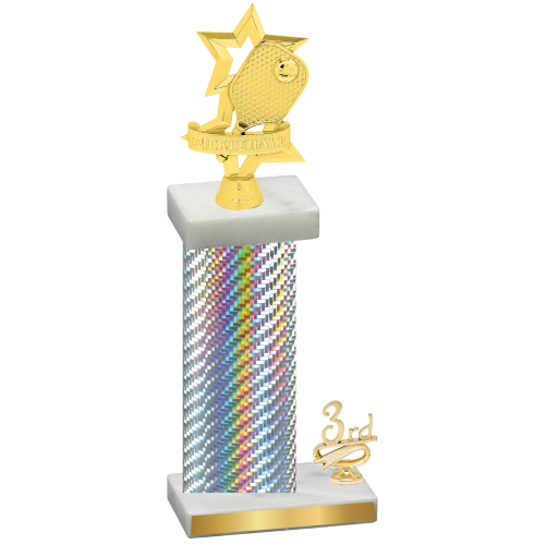 Accented Single Silver Carbon Fiber Third Place Pickleball Trophy