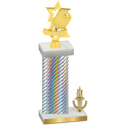 Accented Single Silver Carbon Fiber Victory Pickleball Trophy