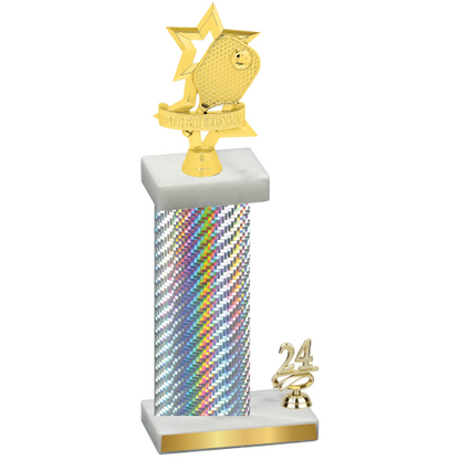 Accented Single Silver Carbon Fiber Year Pickleball Trophy