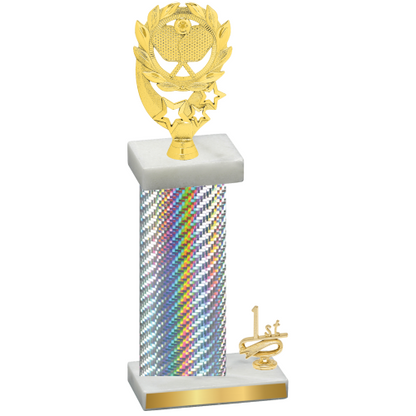 Accented Single Silver Carbon Fiber First Place Pickleball Trophy