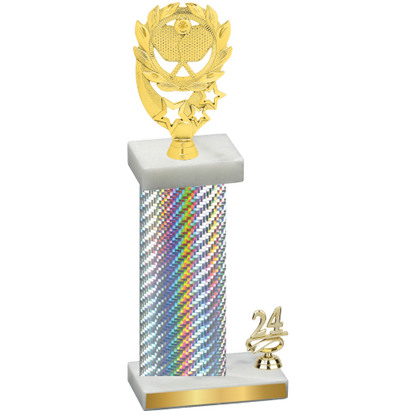 Accented Single Silver Carbon Fiber Year Pickleball Trophy