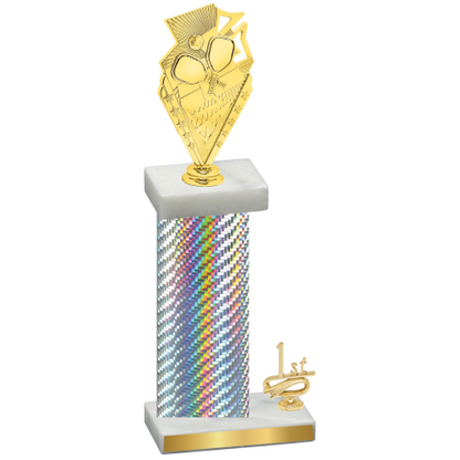 Accented Single Silver Carbon Fiber First Place Pickleball Trophy