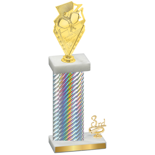 Accented Single Silver Carbon Fiber Third Place Pickleball Trophy