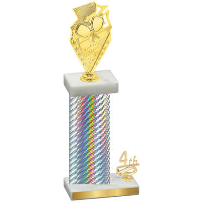 Accented Single Silver Carbon Fiber Fourth Place Pickleball Trophy