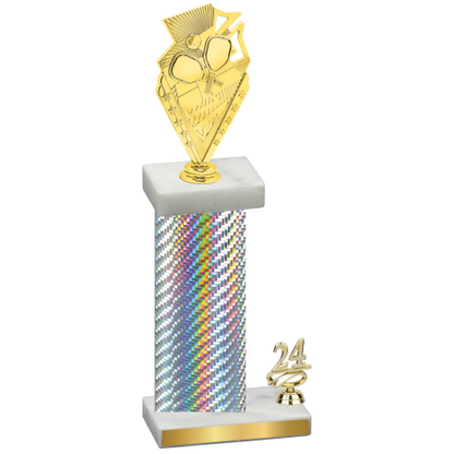 Accented Single Silver Carbon Fiber Year Pickleball Trophy