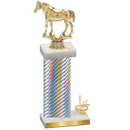 Accented Single Silver Carbon Fiber First Place Horses Trophy