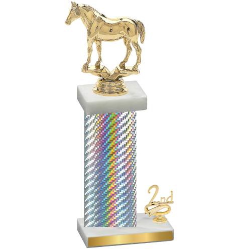 Accented Single Silver Carbon Fiber Second Place Horses Trophy