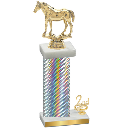 Accented Single Silver Carbon Fiber Second Place Horses Trophy