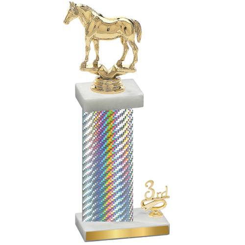 Accented Single Silver Carbon Fiber Third Place Horses Trophy