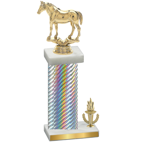 Accented Single Silver Carbon Fiber Victory Horses Trophy